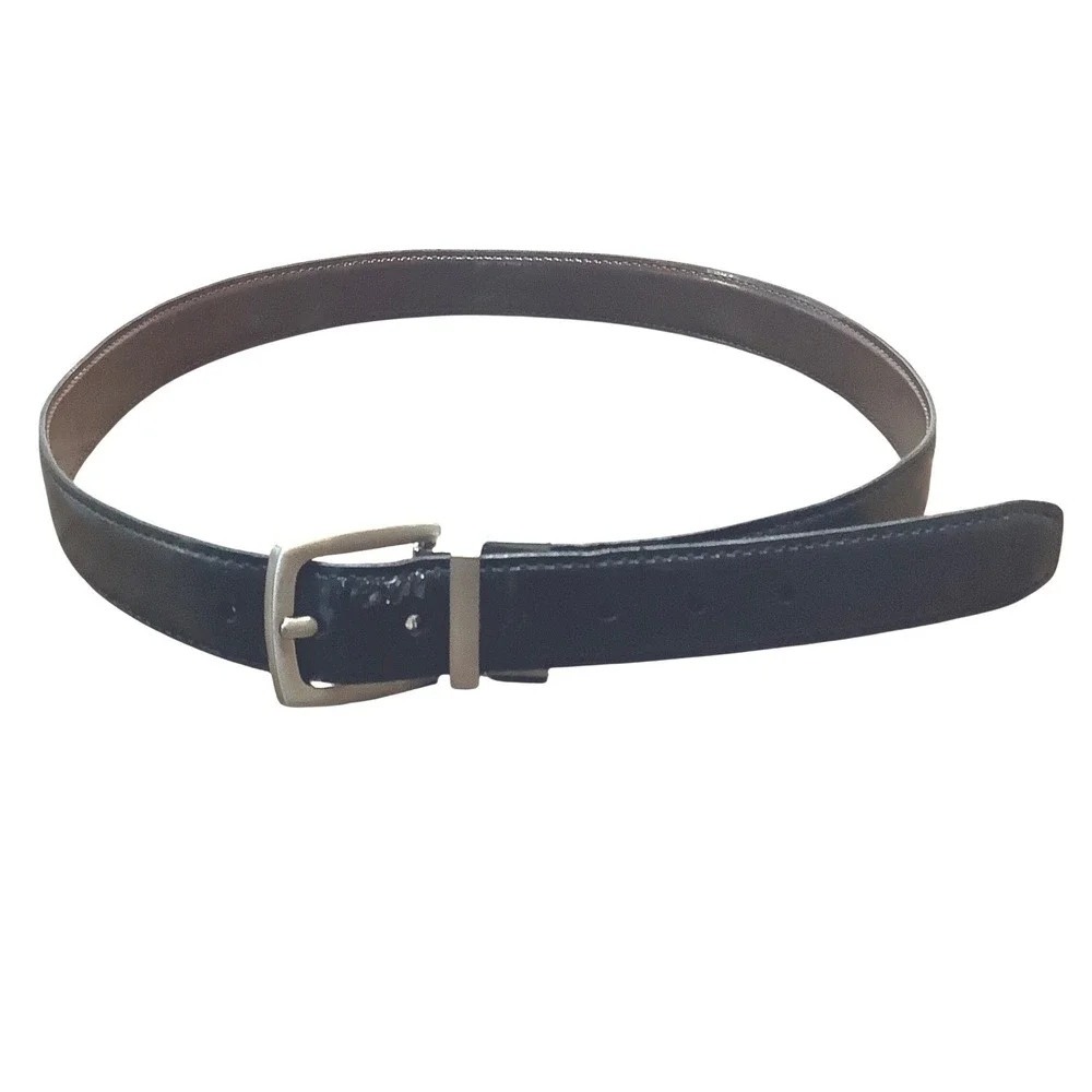 Dockers‎ Mens Reversible Belt Black Brown Silver Buckle Size 30-32 Faux Leather